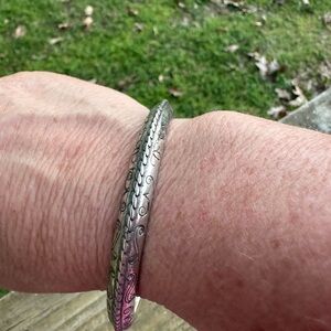 Brighton Silver Engraved Bangle Bracelet - Silver